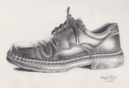 Graphite drawing of a shoe