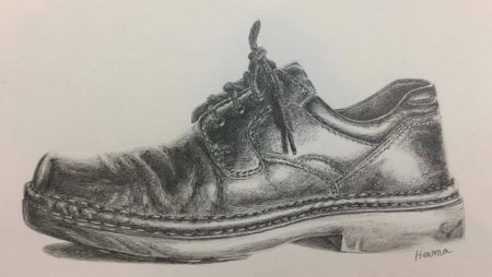 Shaded pencil drawing of a shoe