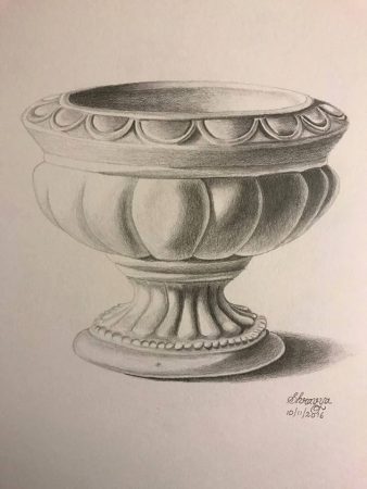Shaded pencil drawing of an Urn