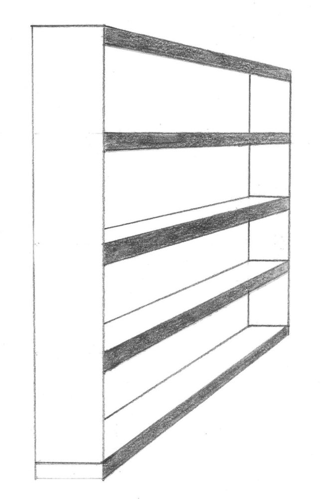 How To Draw A Bookshelf In One Point Perspective Learn How To Draw