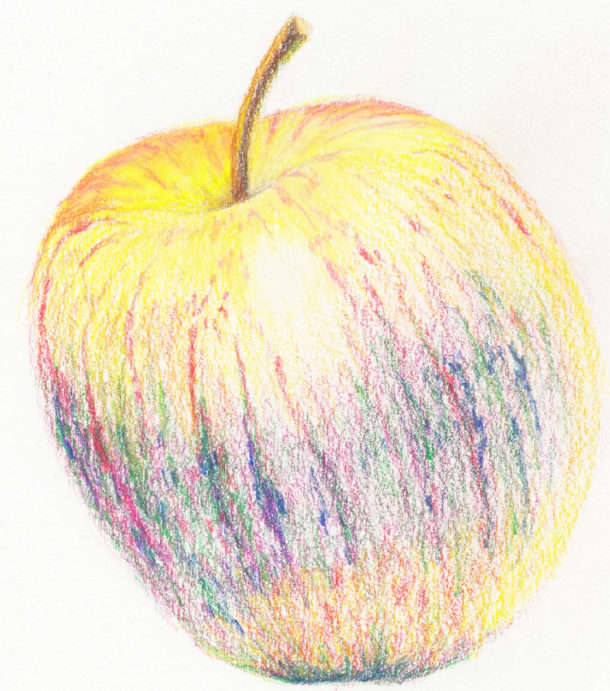 How to Draw a Juicy Apple using Coloured Pencil