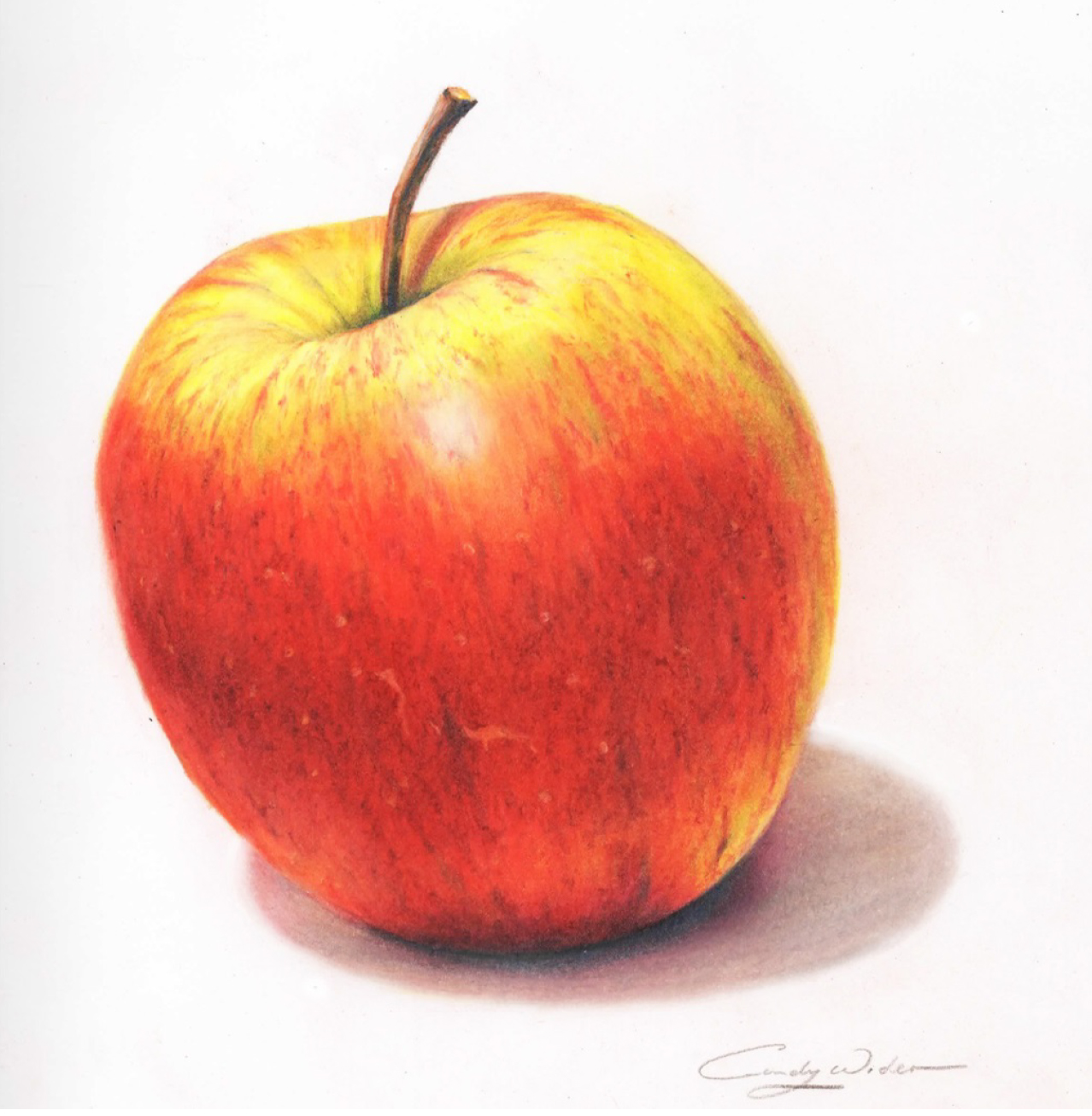 Apple Colour Pencil Drawing