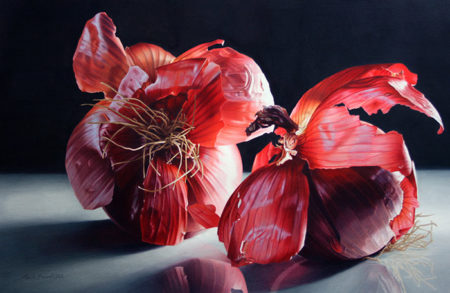 Beauty so deep it makes you weep coloured pencil onions by Cecile Baird