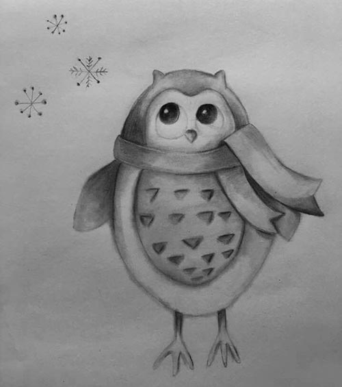 Hoot Hoot the Little Owl Drawing by Yanina Uchen Rabinovitch