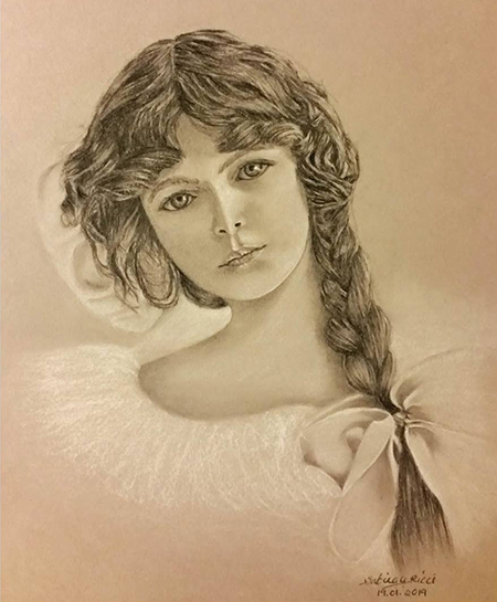 Charcoal and Content Portrait of a Girl