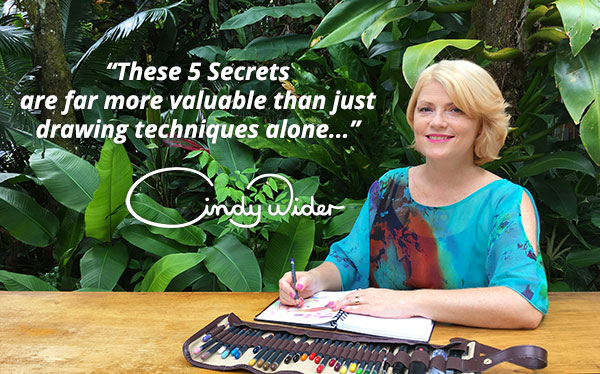 These 5 secrets are far more valuable than drawing secrets alone Artist Cindy Wider drawing in the Cairns Botanic Gardens