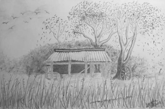 Old Hay Shed Drawing by Amogha Ghuley