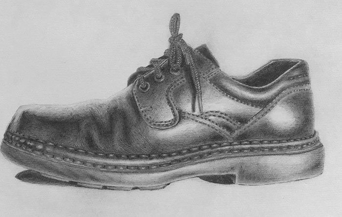 Pencil Drawing of a Shoe by Eva Anderson