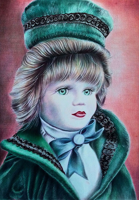 Coloured Pencil drawing from the"Lonely Doll" series by Marta Oliehoek-Samitowska