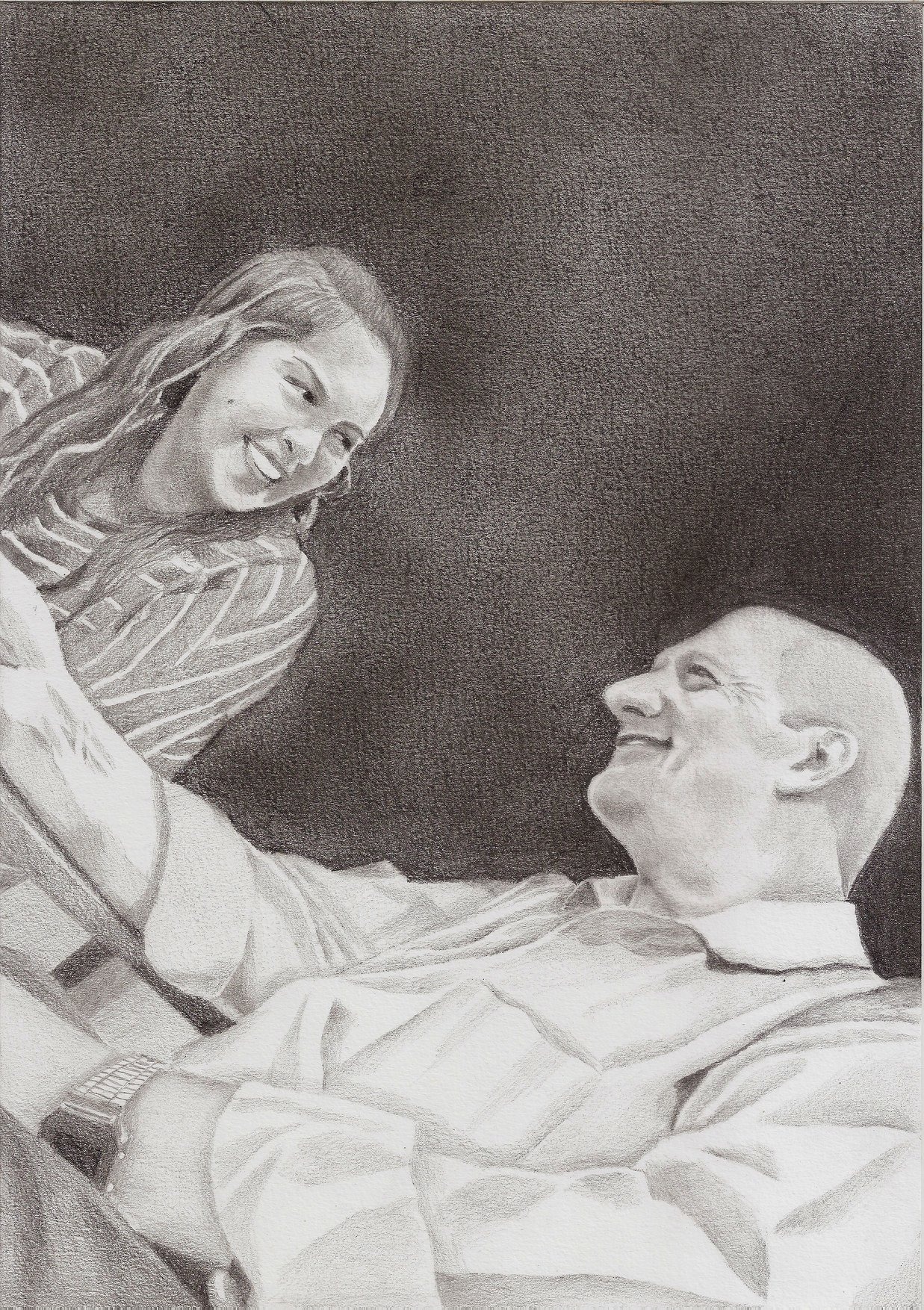 Drawing of a woman and man by Juan Carlos Ortega