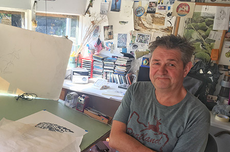 Alan Woollett in his studio