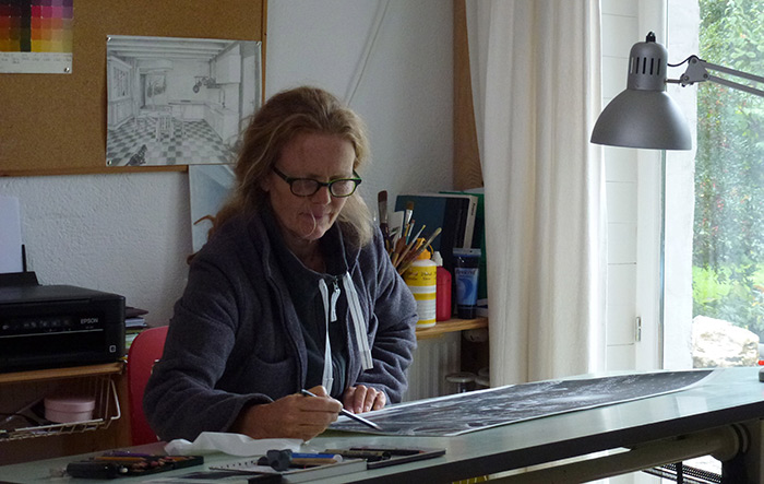 Ingrid Van-Gorkom in her studio