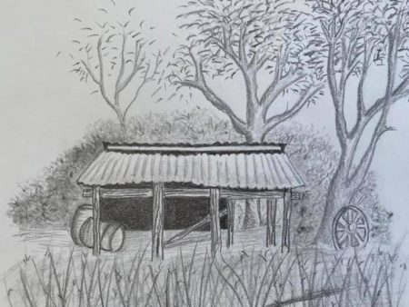 Pencil drawing landscape by Michele Kagela