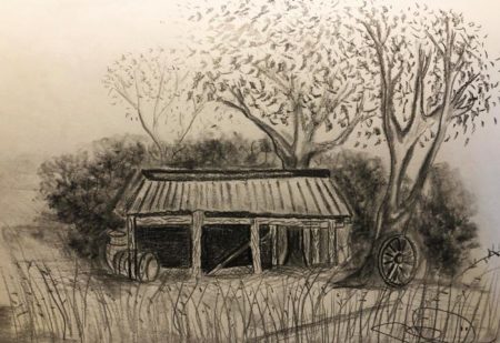 Pencil drawing landscape by Shirin Shamsi