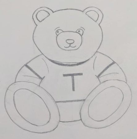 Teddy bear pencil drawing by Leena Sewhani