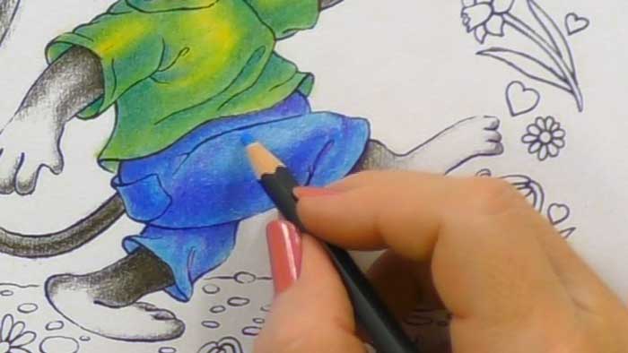 Pencil burnishing the fur on a children's book character