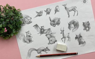 Woodland Animals With Florals Free Coloring-in Page