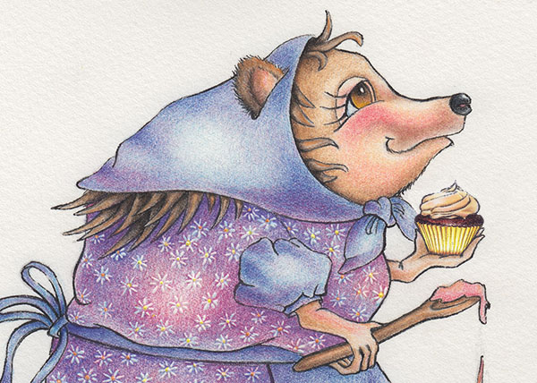 Henrietta Quill Hedgehog with cupcake