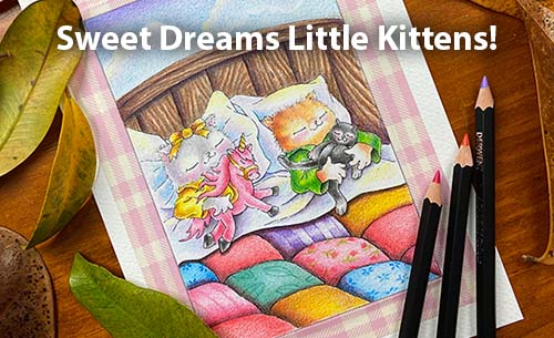 Colored Pencil Drawing- Sweet Dreams Little Kittens