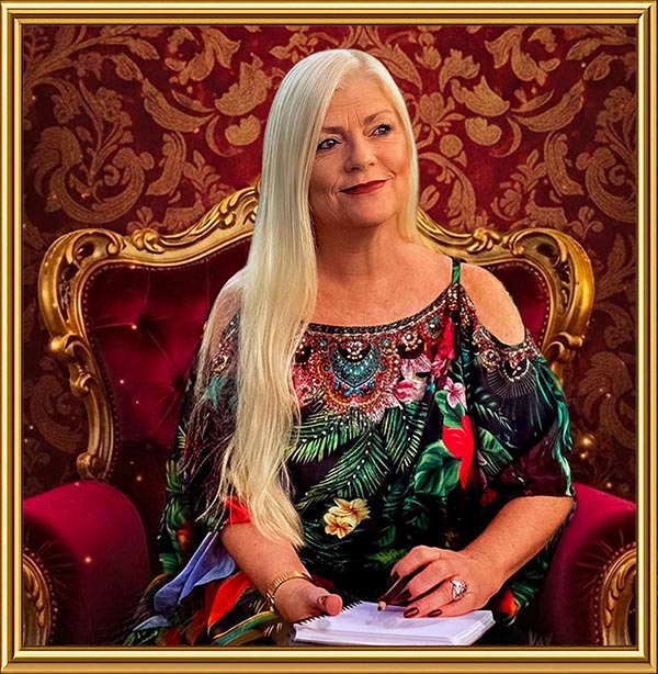 Cindy on a throne thinking up creative ideas